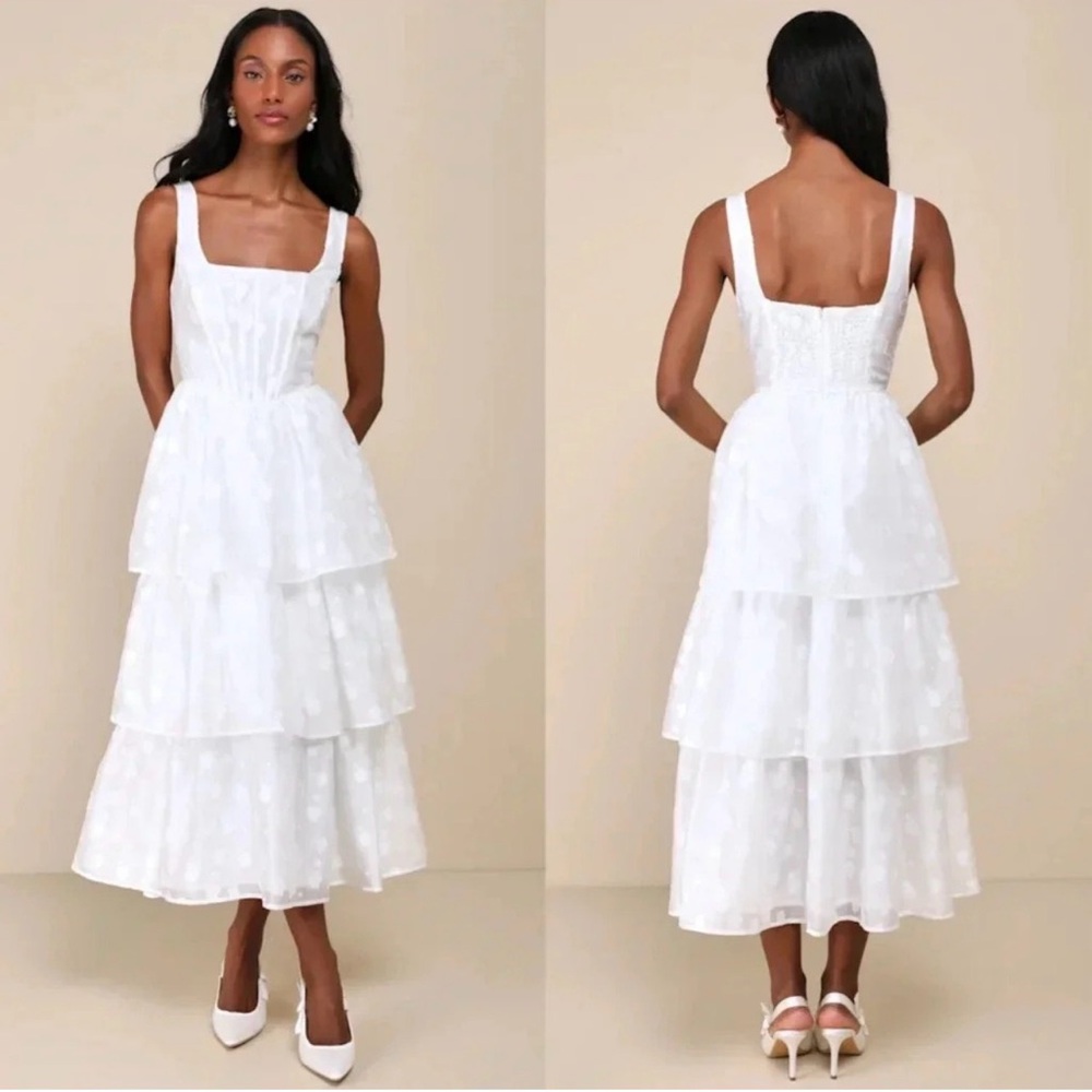 LULUS white floral layered dress